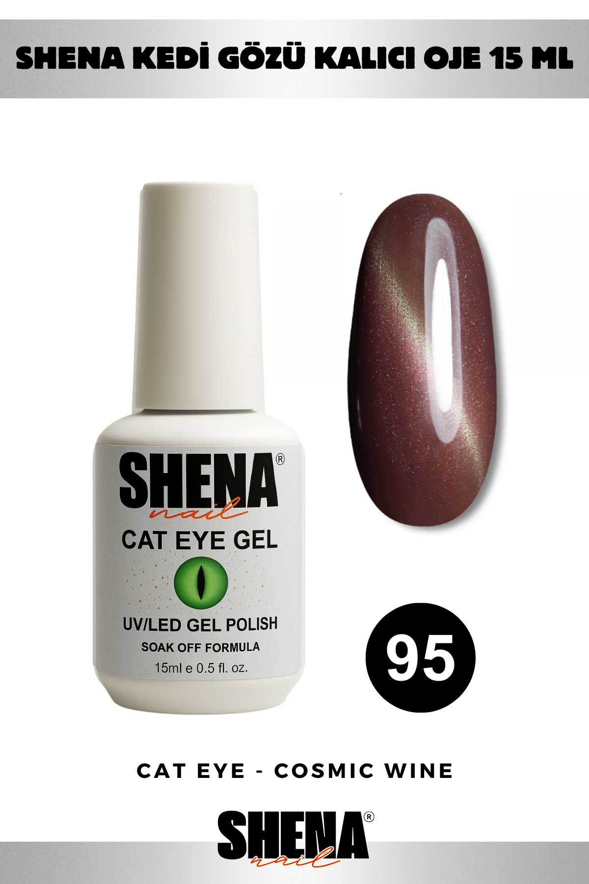 Shena Kalıcı Oje Gel Polish 15 Ml 095 HAFİF KEDİ GÖZÜ KAHVERENGİShena