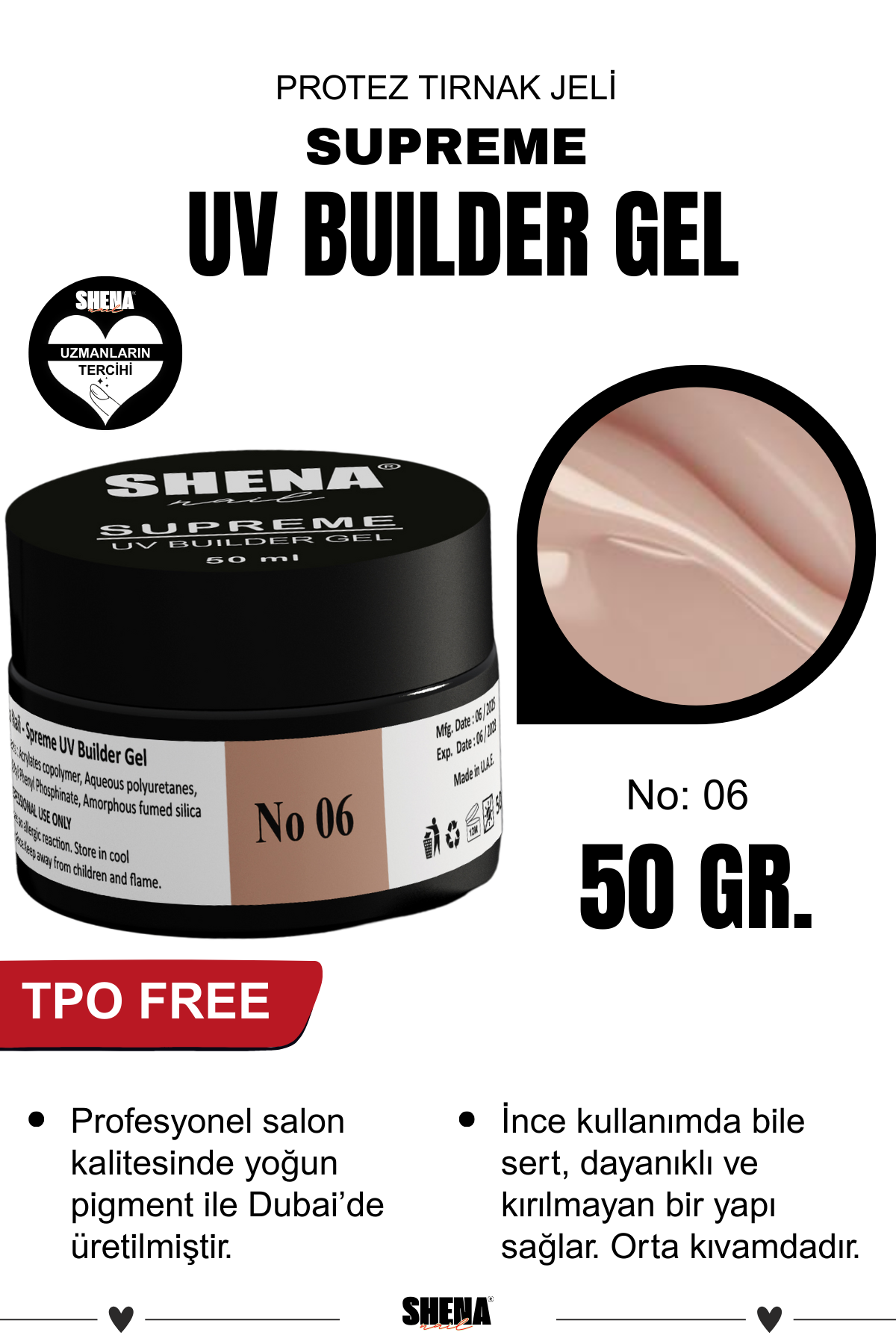 Shena Protez Tırnak Jeli No:6 Uv/Led Builder Gel 50 MlShena