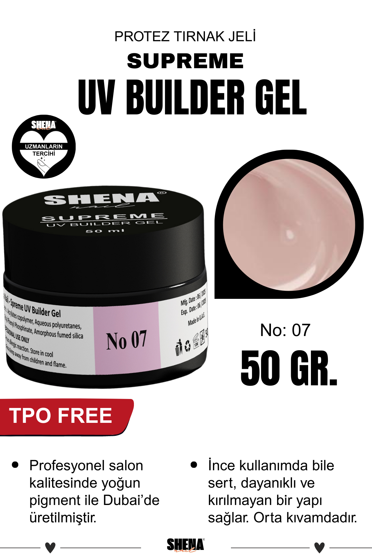 Shena Protez Tırnak Jeli No:7 Uv/Led Builder Gel 50 MlShena