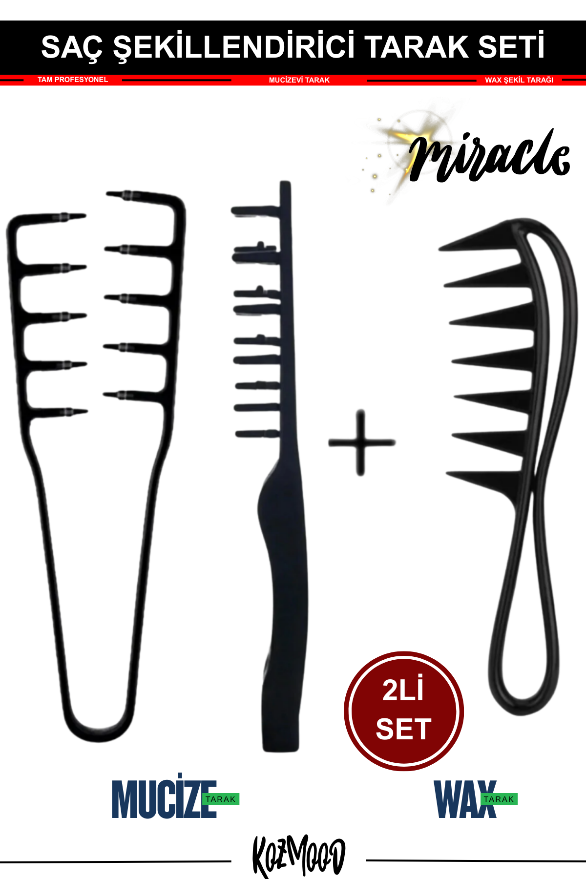 KK Mucizevi Tarak ve Şekillendirme Wax Tarağı 2li Saç Şekillendirici Tarak SetiKocaman Kozmetik