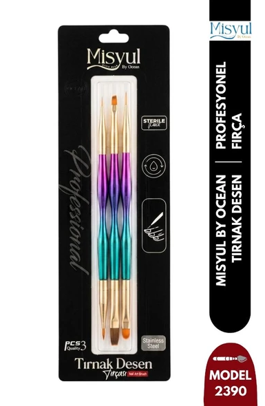 Ocean Tırnak Desen Fırçası Çift Taraflı 3lü 2390Ocean