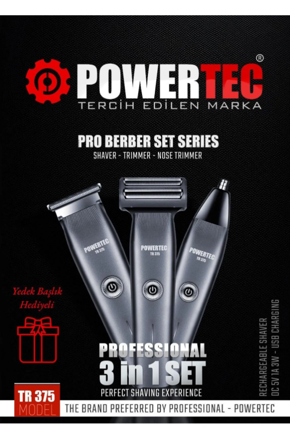 Powertec 375 3in1 Tıraş MakinesiPowertec