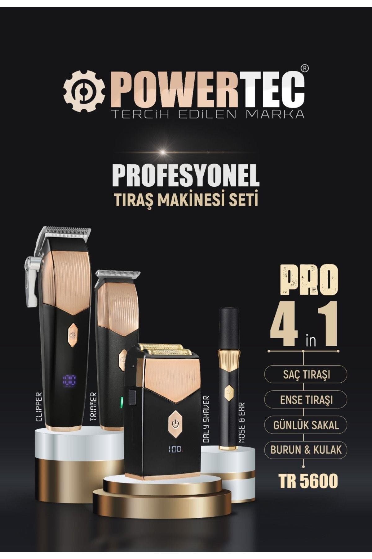 Powertec 5600 4in1 Tıraş Makinesi Seti 4lüPowertec