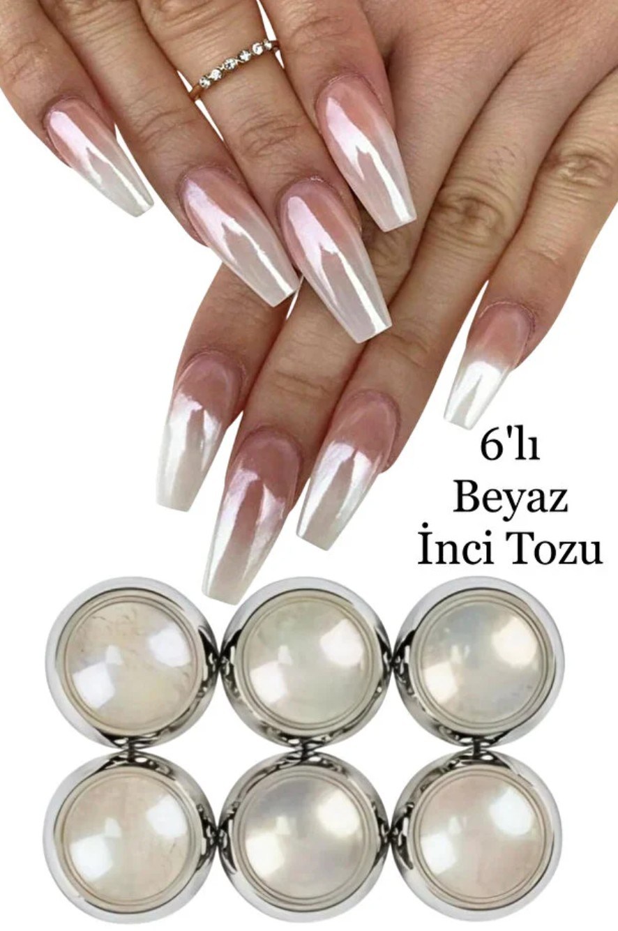 Qnail Tırnak Süsleme İnci Tozu 6lıKocaman Kozmetik