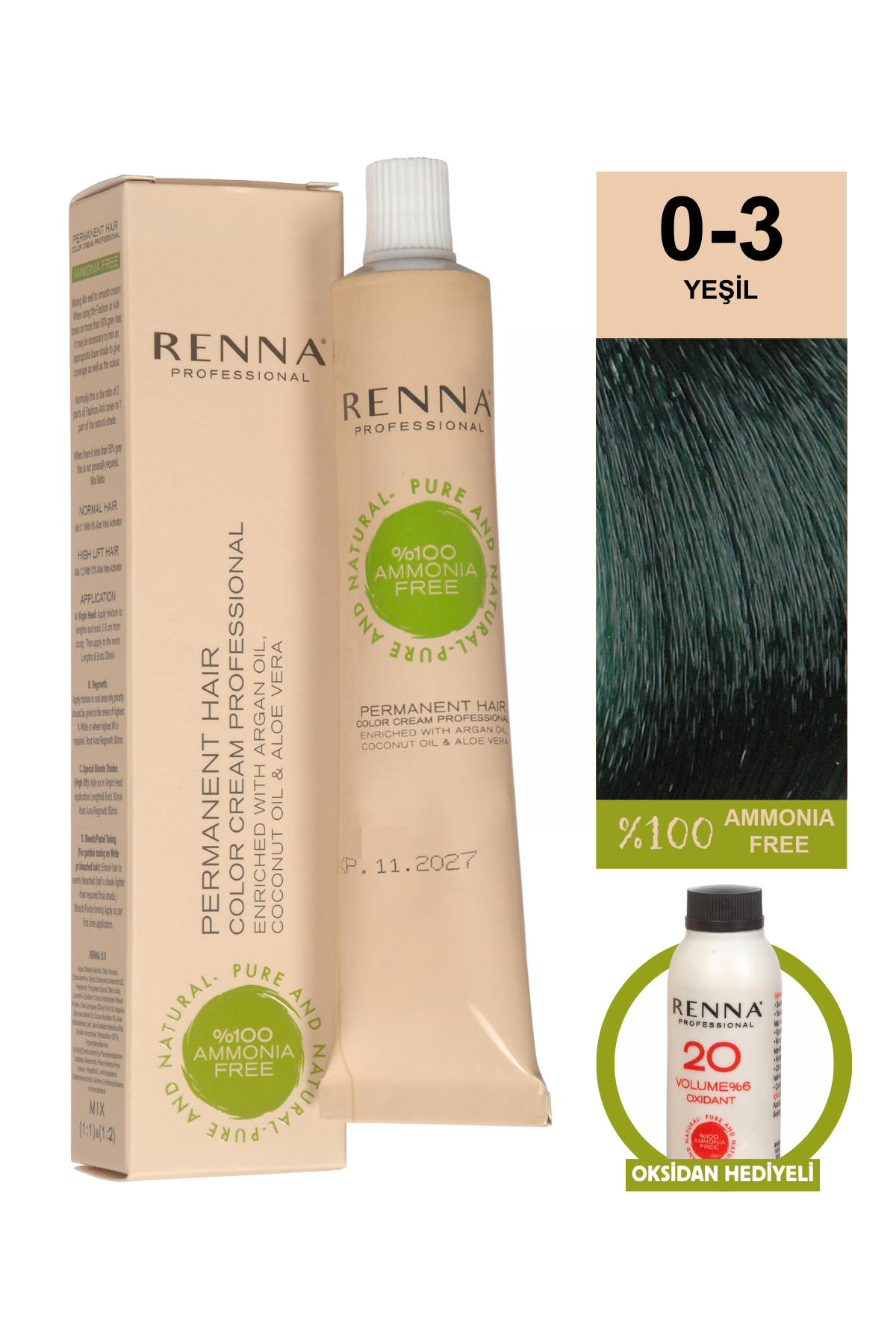 Renna Bitkisel Saç Boyası 0.3 Yeşil 60 MlRenna