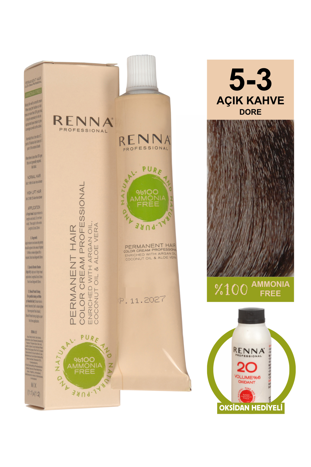 Renna Bitkisel Saç Boyası 5.3 Açık Kahve Dore 60 MlRenna