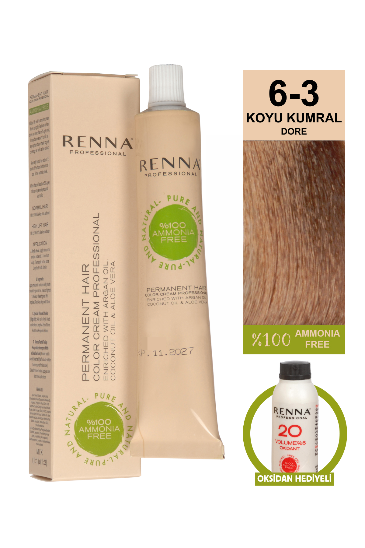 Renna Bitkisel Saç Boyası 6.3 Koyu Kumral Dore 60 MlRenna