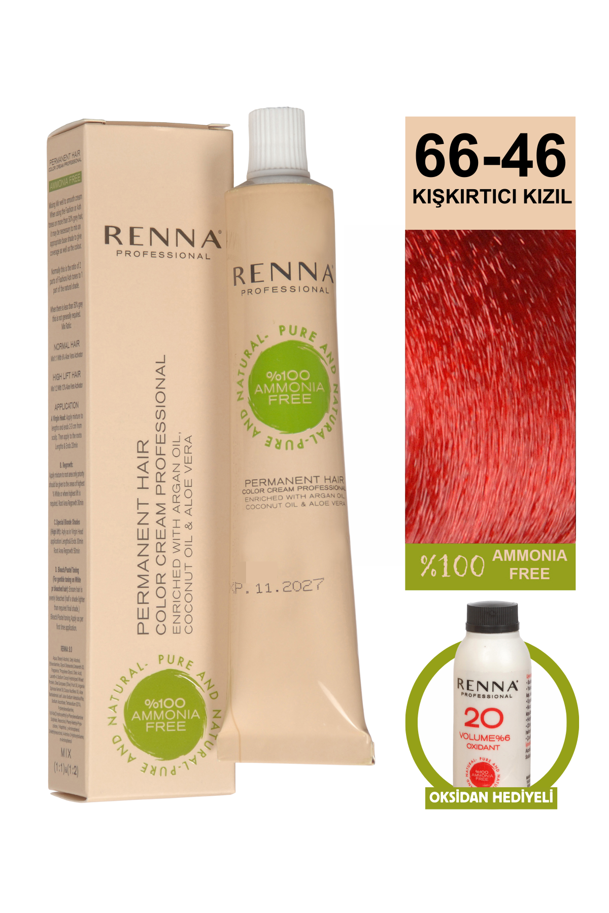 Renna Bitkisel Saç Boyası 66.46 Kışkırtıcı Kızıl 60 MlRenna