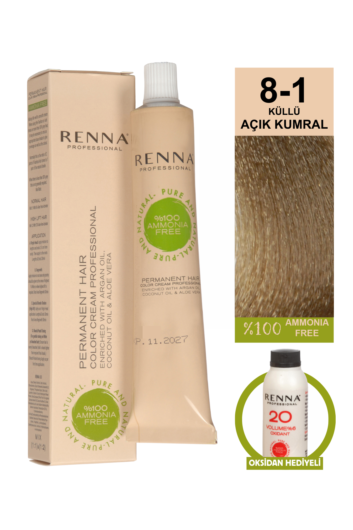 Renna Bitkisel Saç Boyası 8.1 Küllü Açık Kumral 60 MlRenna