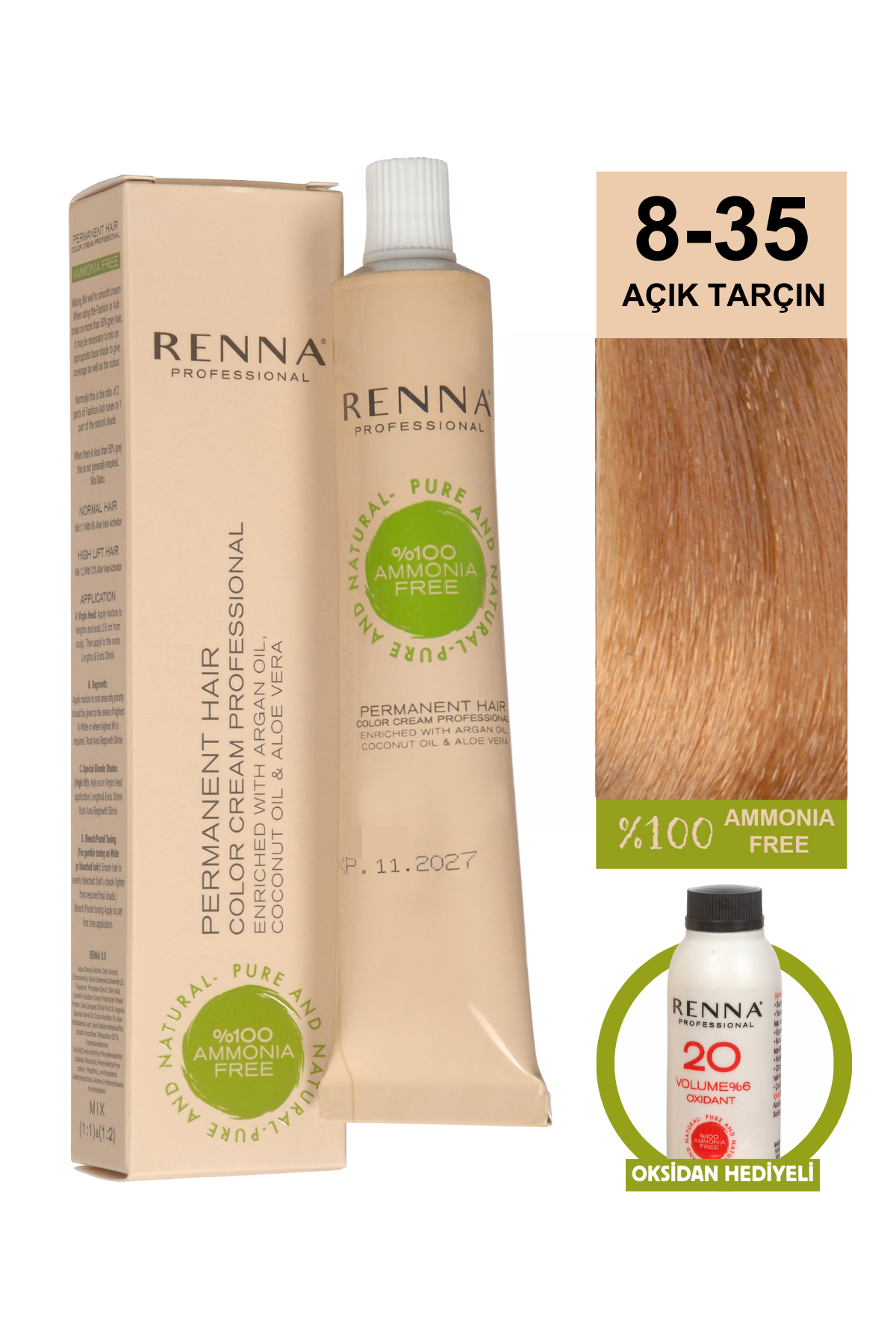 Renna Bitkisel Saç Boyası 8.35 Açık Tarçın 60 MlRenna