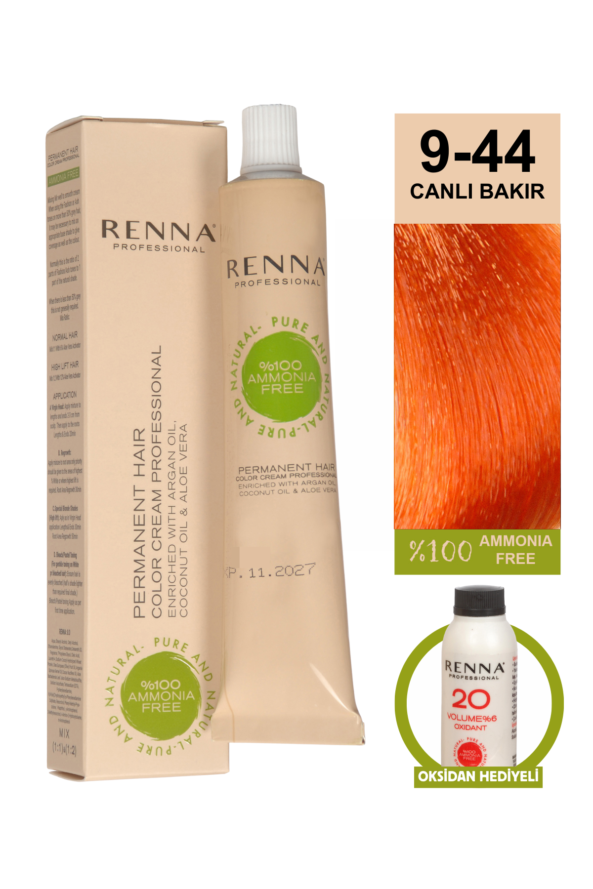 Renna Bitkisel Saç Boyası 9.44 Canlı Bakır 60 MlRenna