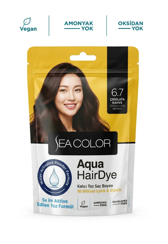 Sea Color Toz Saç Boyası Aqua Hair Dye 6.7 Çikolata KahveSea Color