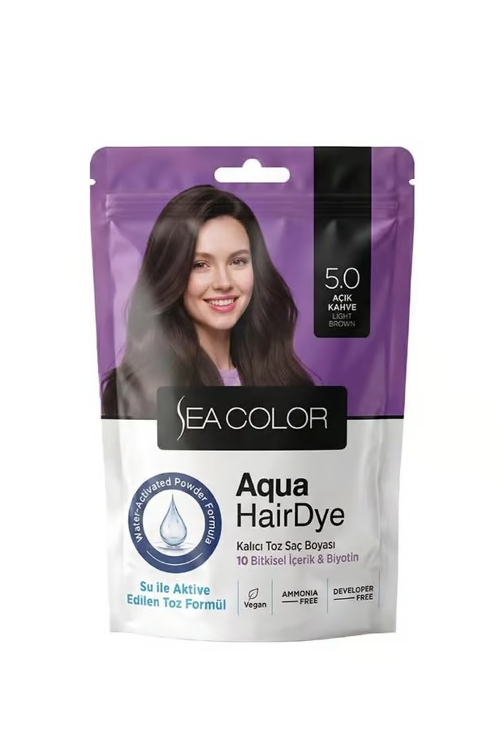Sea Color Toz Saç Boyası Aqua Hair Dye 5.0 Açık KahveSea Color