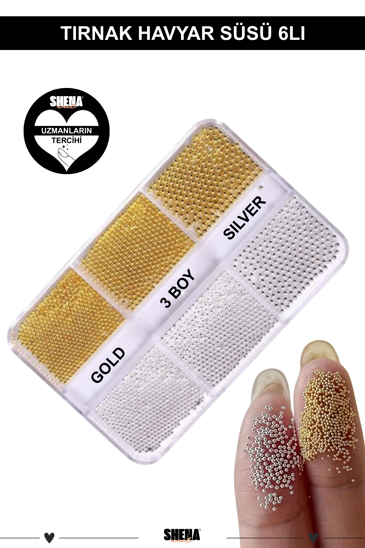 Shena Havyar Tırnak Süsü 6lı (Gold + Silver)Shena