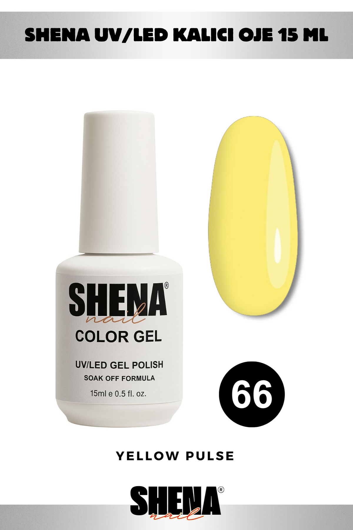 Shena Kalıcı Oje Gel Polish 15 Ml 066 Limon SarısıShena