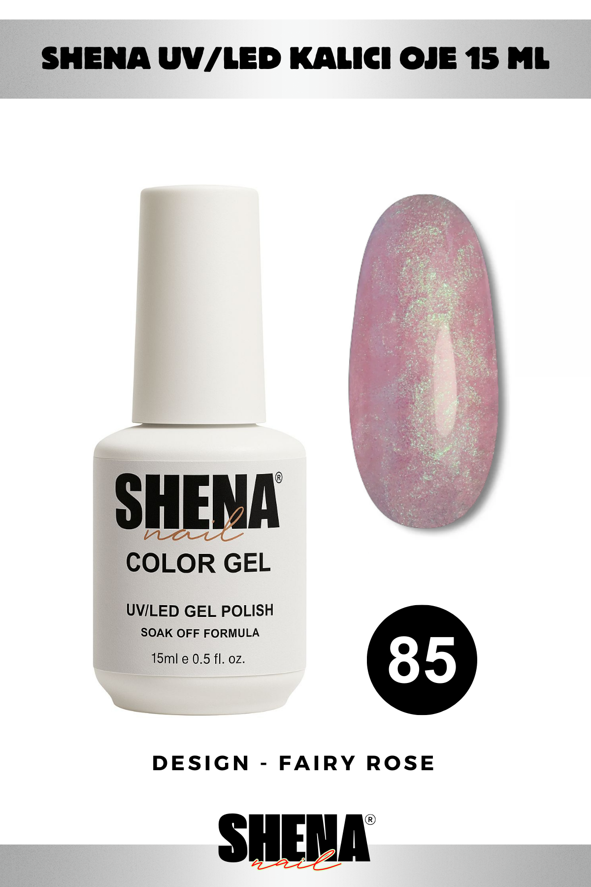 Shena Kalıcı Oje Gel Polish 15 Ml 085 SHELL PEMBE KUVARSShena