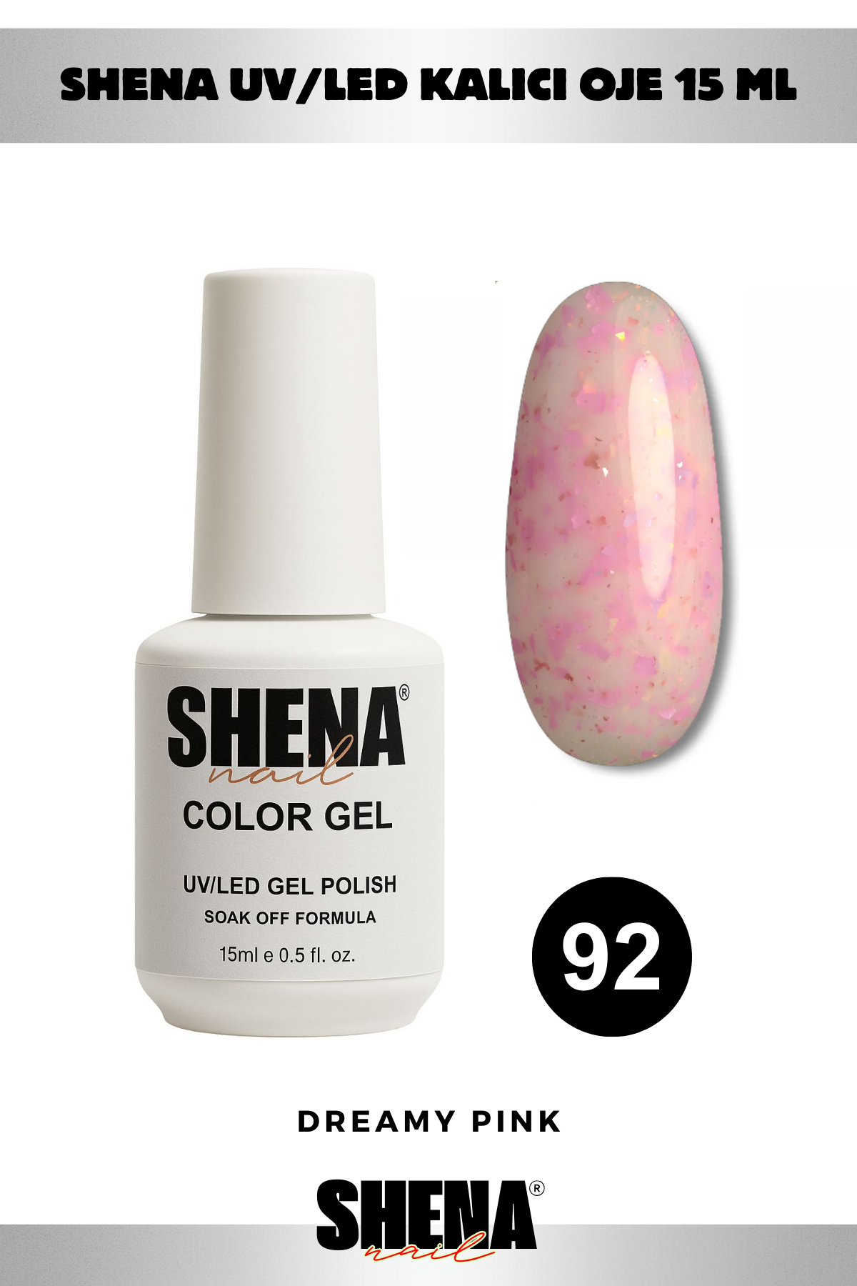 Shena Kalıcı Oje Gel Polish 15 Ml 092 KONFETİ PEMBEShena
