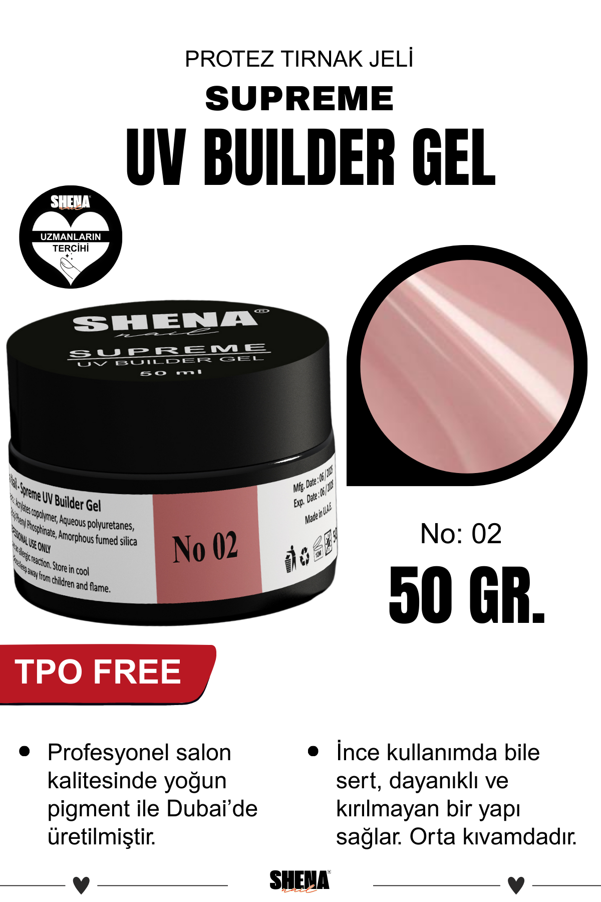 Shena Protez Tırnak Jeli No:2 Uv/Led Builder Gel 50 MlShena