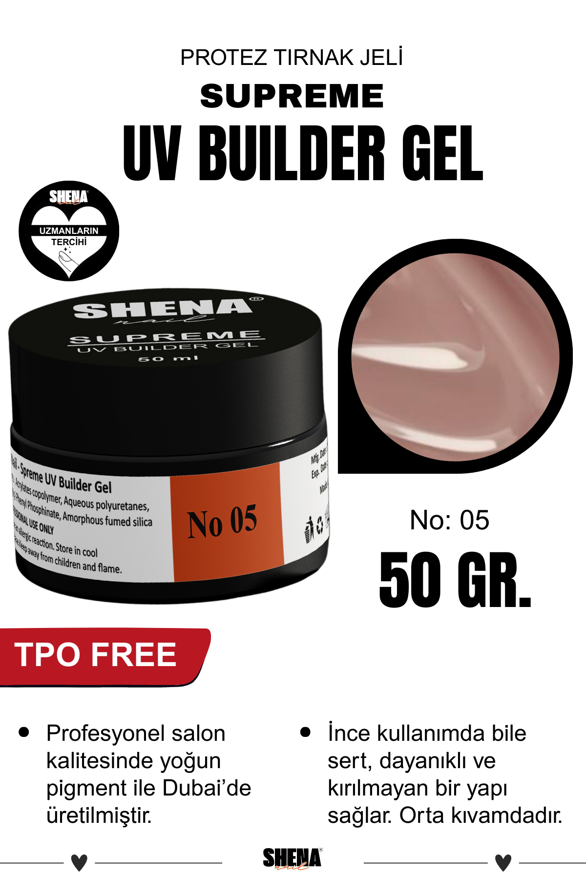 Shena Protez Tırnak Jeli No:5 Uv/Led Builder Gel 50 MlShena