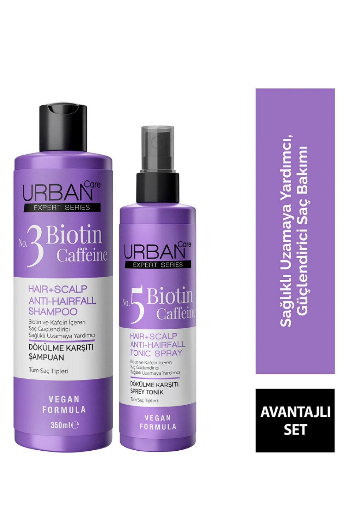 Urban Saç Bakım Seti - Biotin & Caffeine Şampuan 350 ml + Tonik 200 mlUrban