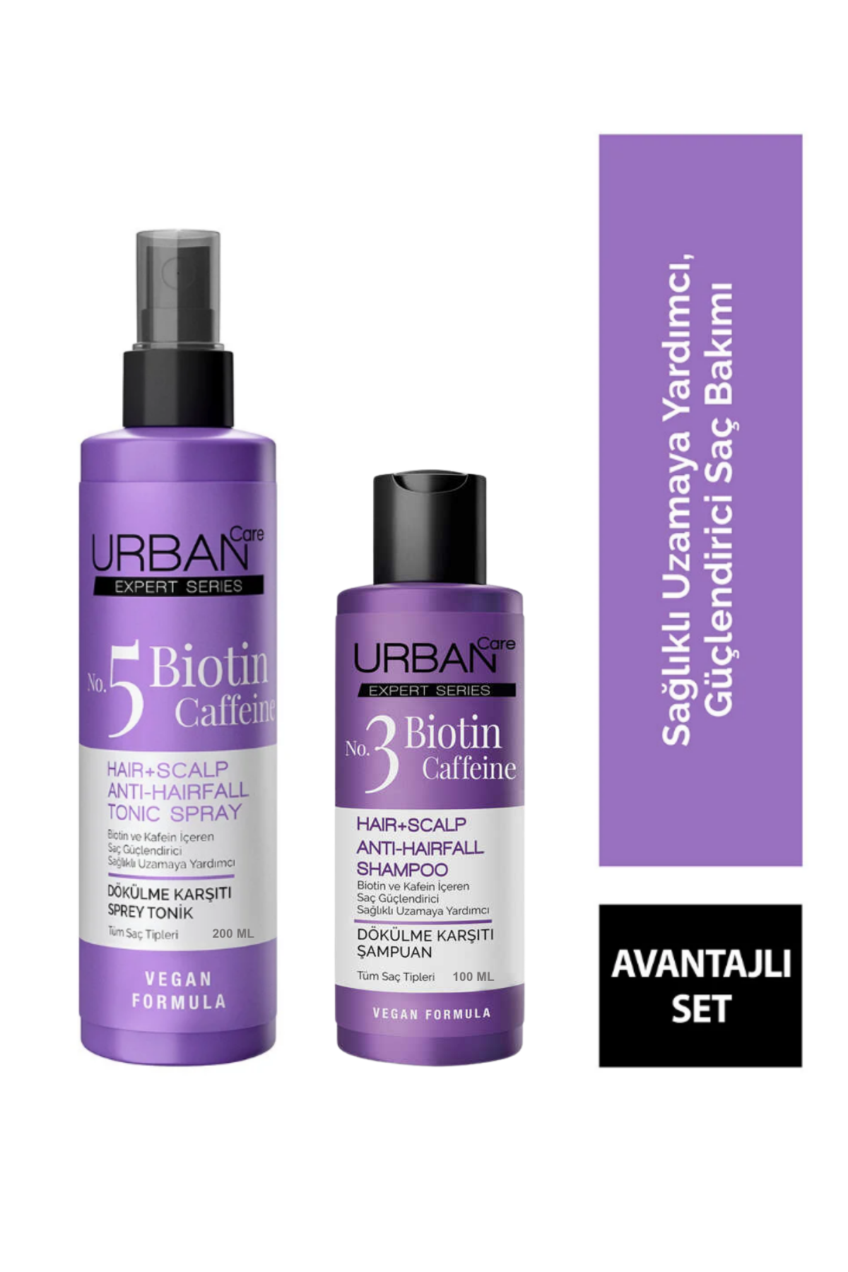 Urban Saç Bakım Seti - Biotin & Caffeine Şampuan 100 ml + Tonik 200 mlUrban