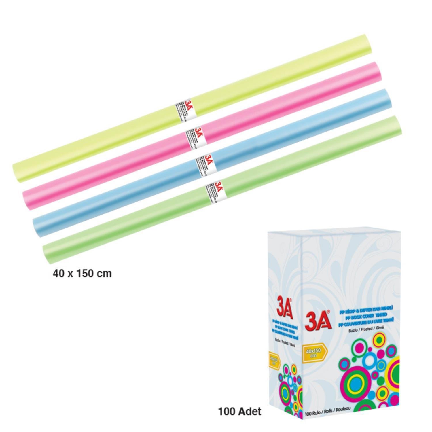 3A3A 40x150 Rulo Kaplık Renkli 100 Adet Kod:1131