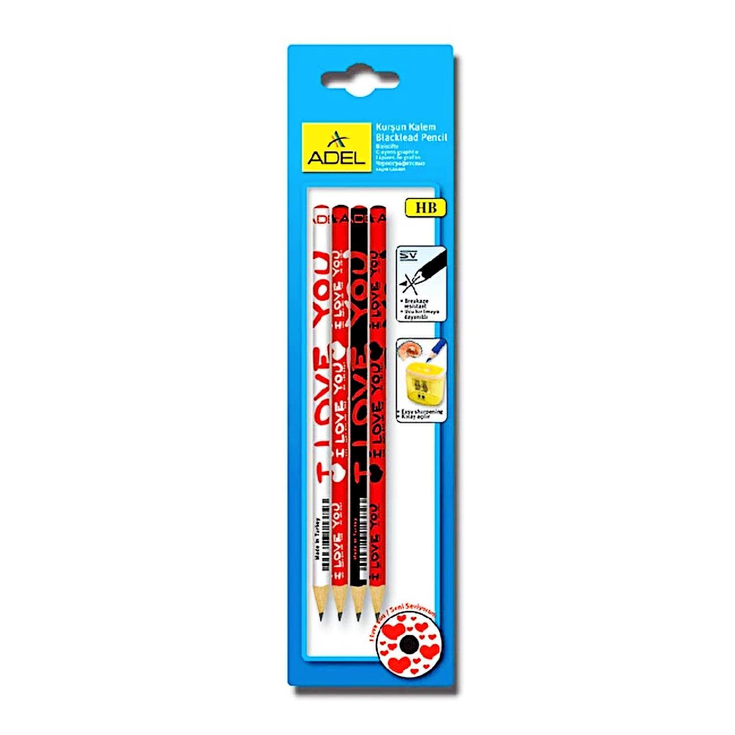 ADELAdel I Love Kurşun Kalem 4 lü Blister