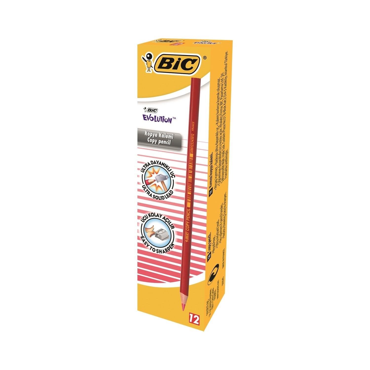 BicBic Evolution Kırmızı Kopya Kalemi 12 Li Kutu