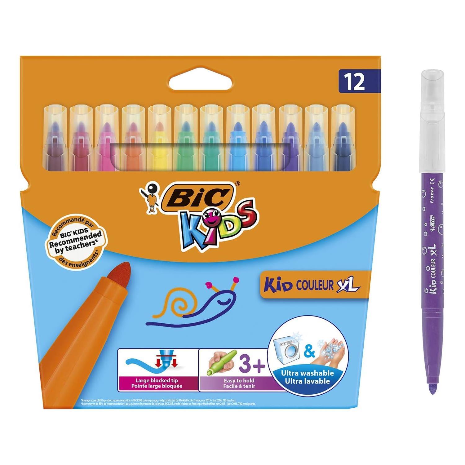 BicBic Kids Couleur XL Yıkanabilir Keçeli Boya Kalemi 12 Renk (828966)