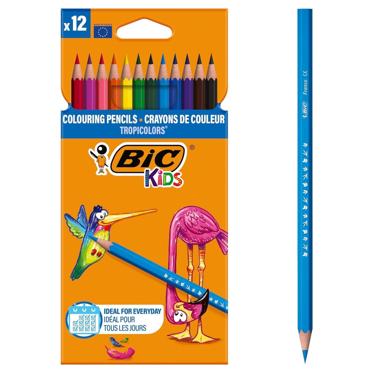 BicBic Kids Tropicolors Kuru Boya Kalemi 12 Renk Uzun Tam Boy