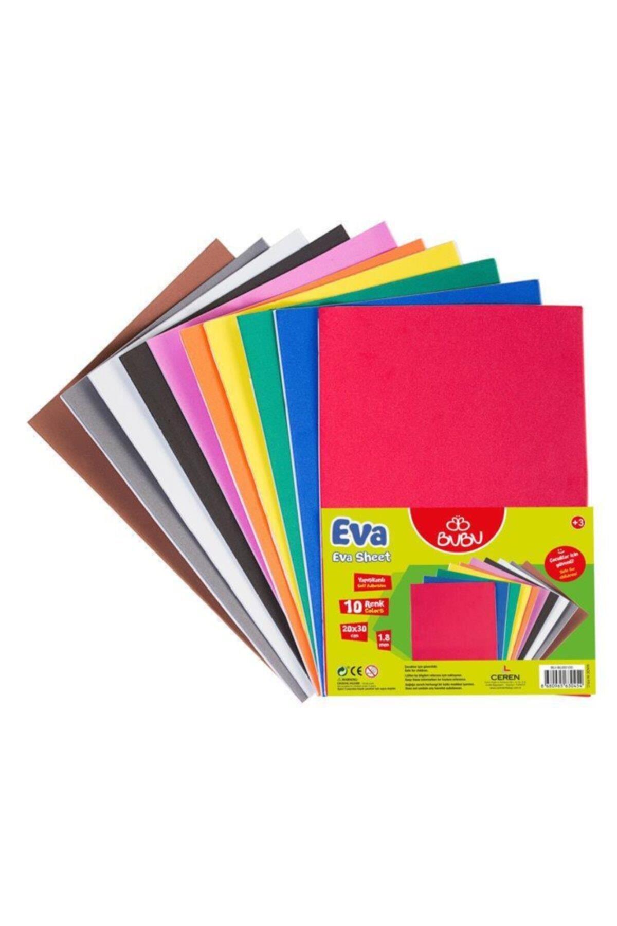BubuBubu 20x30 Düz Yapışkanlı Eva 1.8 mm 10 Renk BUBU-EV0036