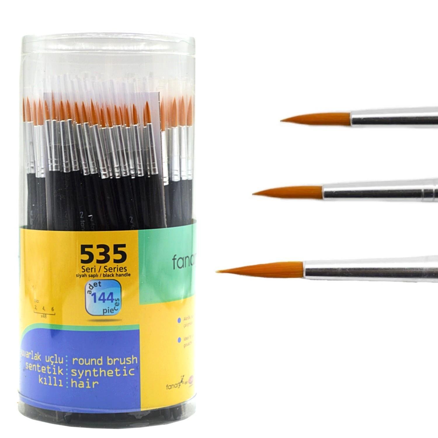 FanartFanart Academy Seri 535C Sentetik Kıl Yuvarlak Fırça Seti No:2-4-6144 lü (7535.S1)