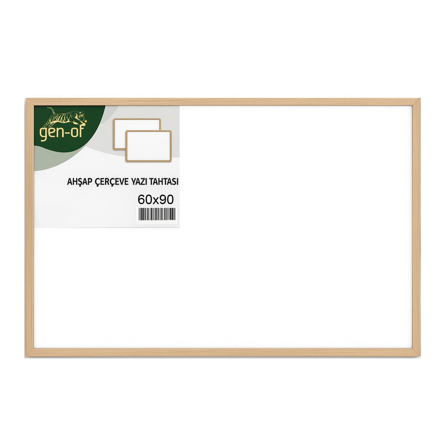 Gen-OfGen-Of 60x90 Ahşap Çerçeve Duvara Monte Yazı Tahtası Beyaz (GEN-101)