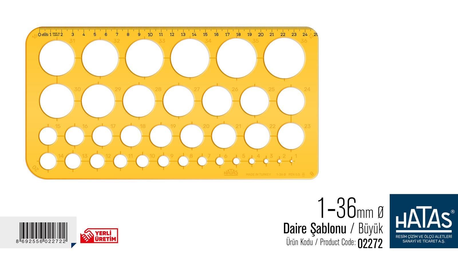 HATASHatas Daire Şablonu 1-36 mm (Büyük) (02272)