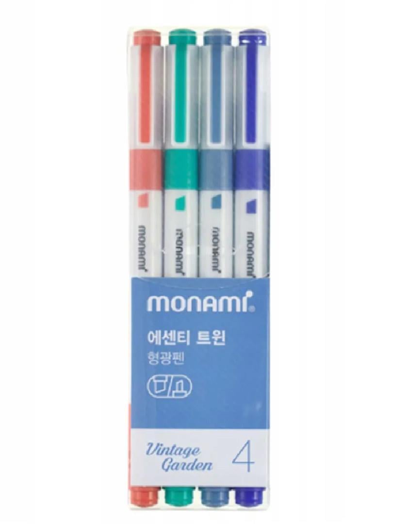 MonamiMonami Essenti Twin Çift Uçlu İşaretleme Kalem Seti Vintage Garden 4 Renk
