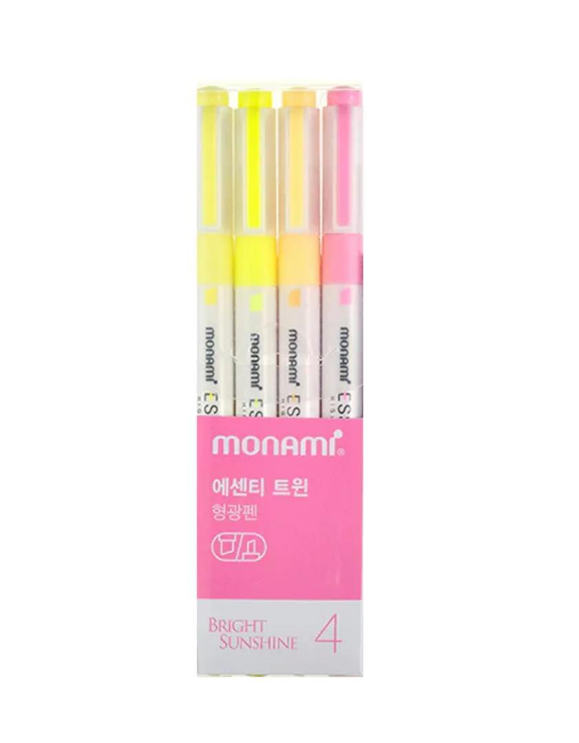MonamiMonami Essenti Twin Çift Uçlu İşaretleme Kalem Seti Sunshine 4 Renk