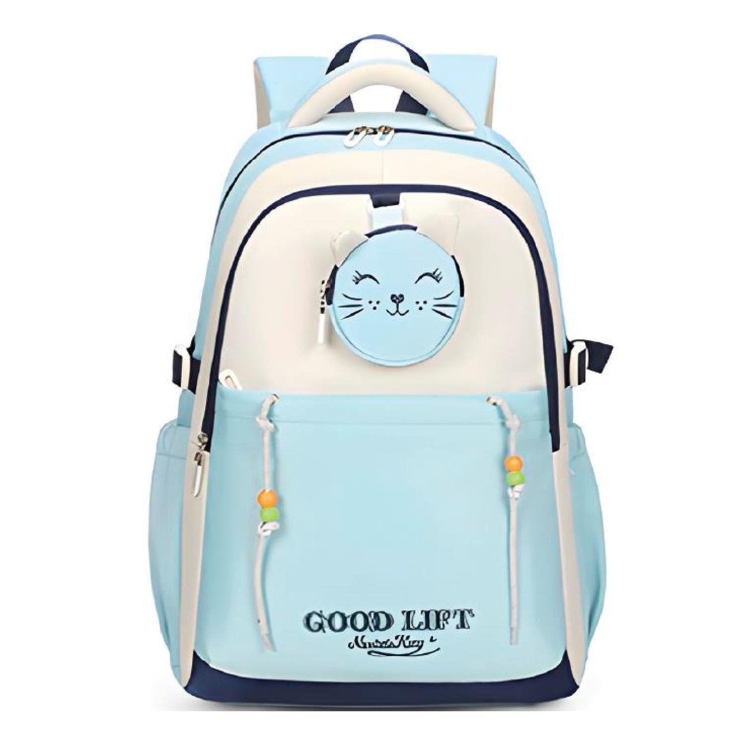 MuggleMuggle 3 Bölmeli Good Lift Kolej Okul Sırt Çantası Açık Mavi (MU-1629)