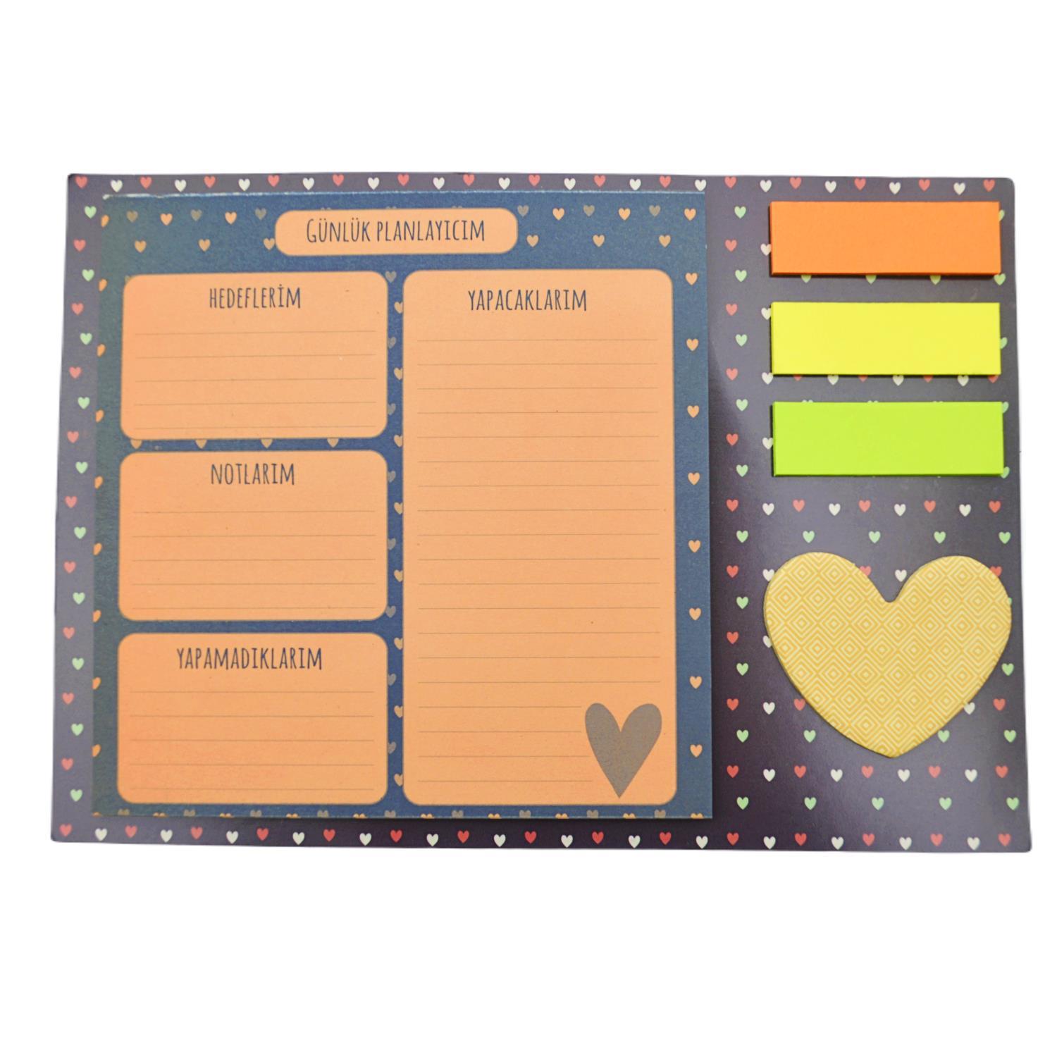NOTYAZNot Yaz 135x135 mm 40 Yaprak Kalp Desenli Günlük Planlayıcı (MP-1156)