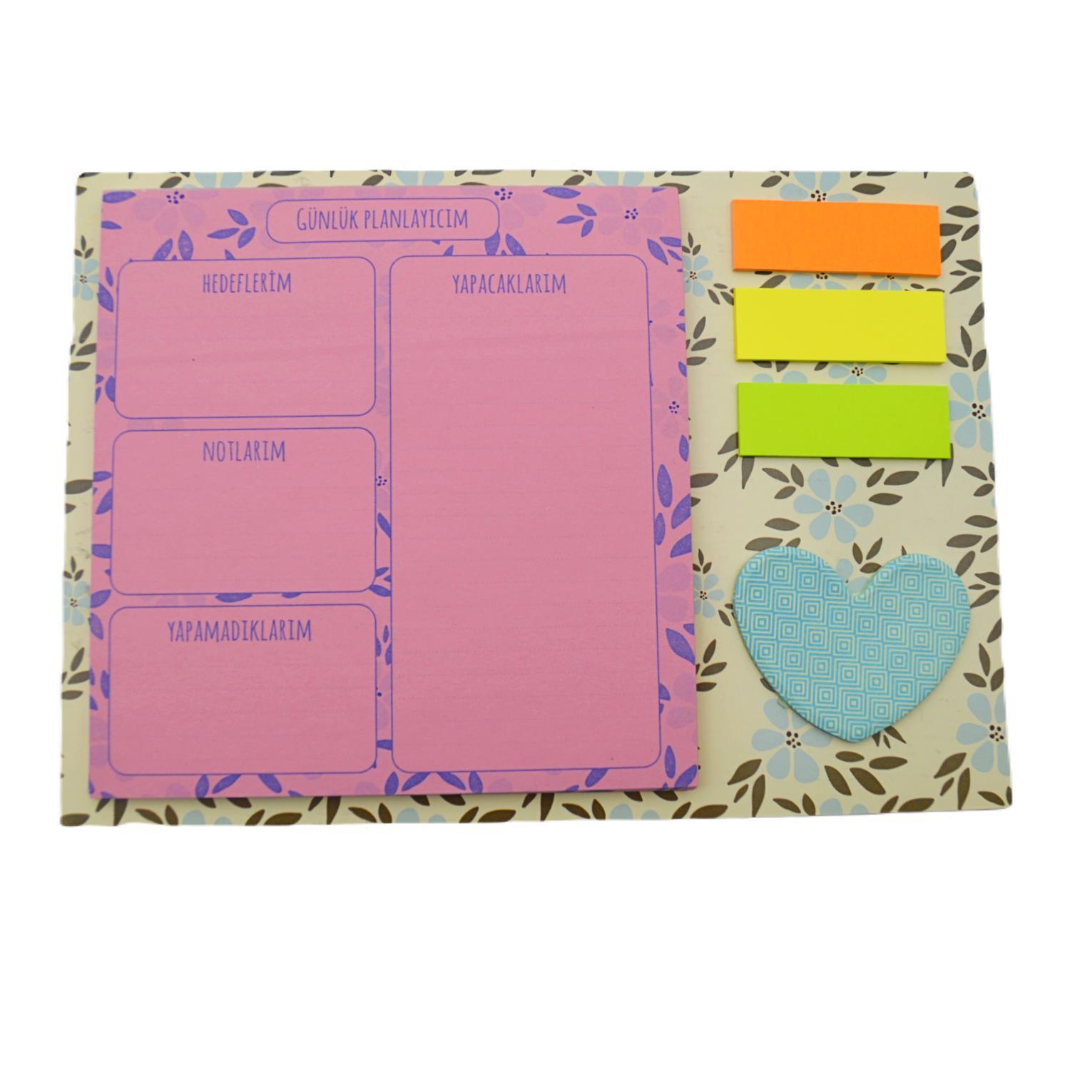 NOTYAZNot Yaz 135x135 mm 40 Yaprak Mavi Çiçek Desenli Günlük Planlayıcı (MP-6144)