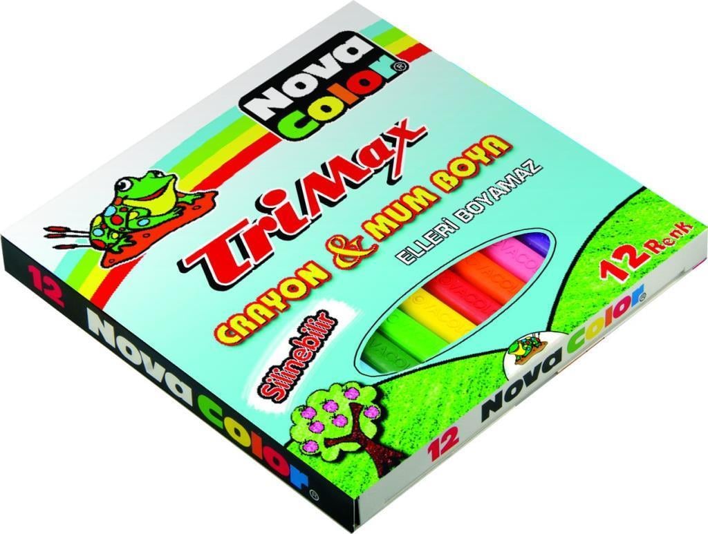 Nova ColorNova Color Trimax Üçgen Mum Pastel Boya 12 Renk (NC-2117)