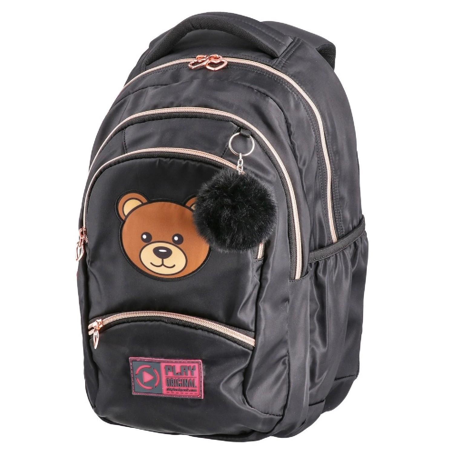 PlayPlay 4 Bölmeli Fashion Bear Okul Sırt Çantası Siyah (161533)