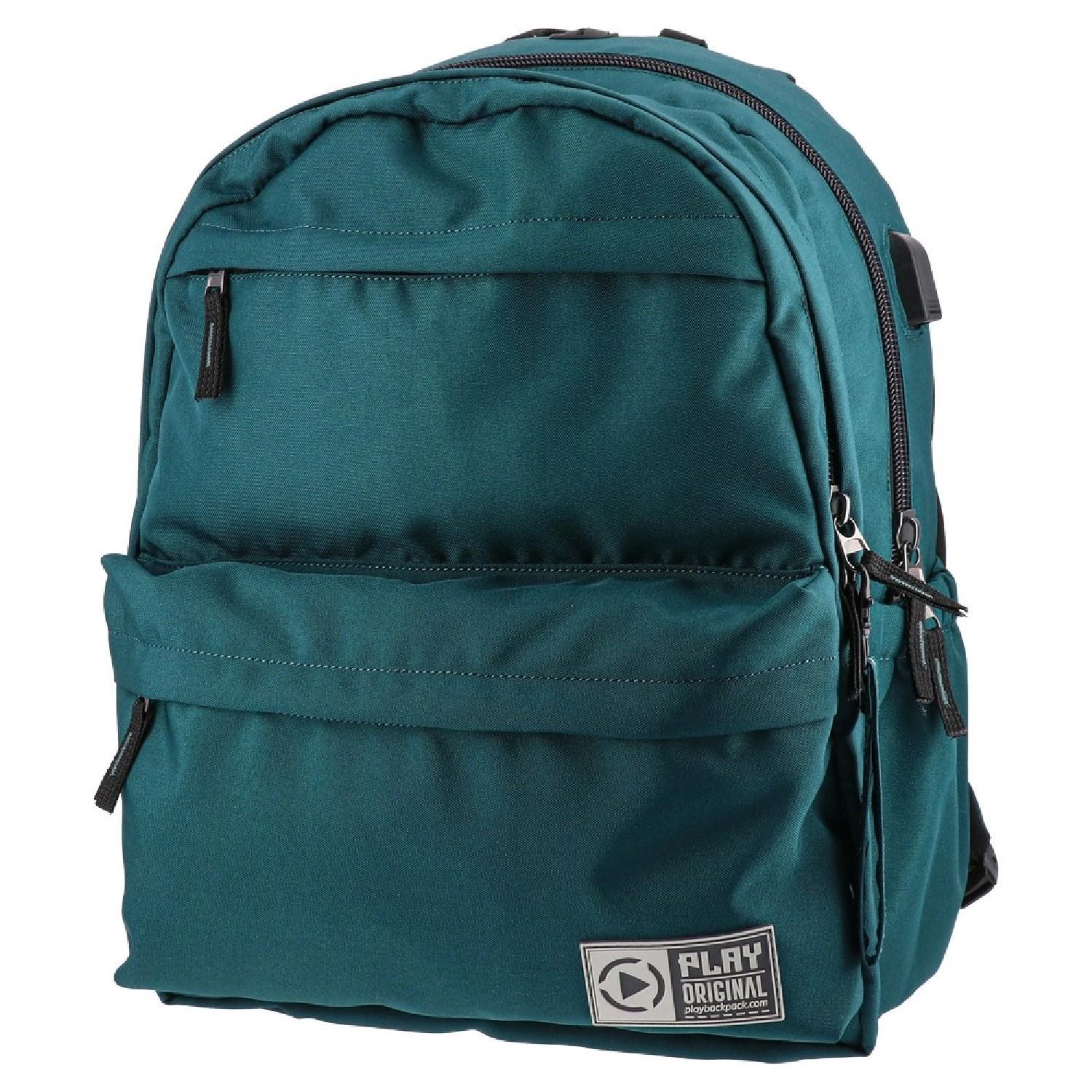 PlayPlay Double Pack 3 Bölmeli USB Kablo Destekli Okul Sırt Çantası Zeytin Yeşili (162509)