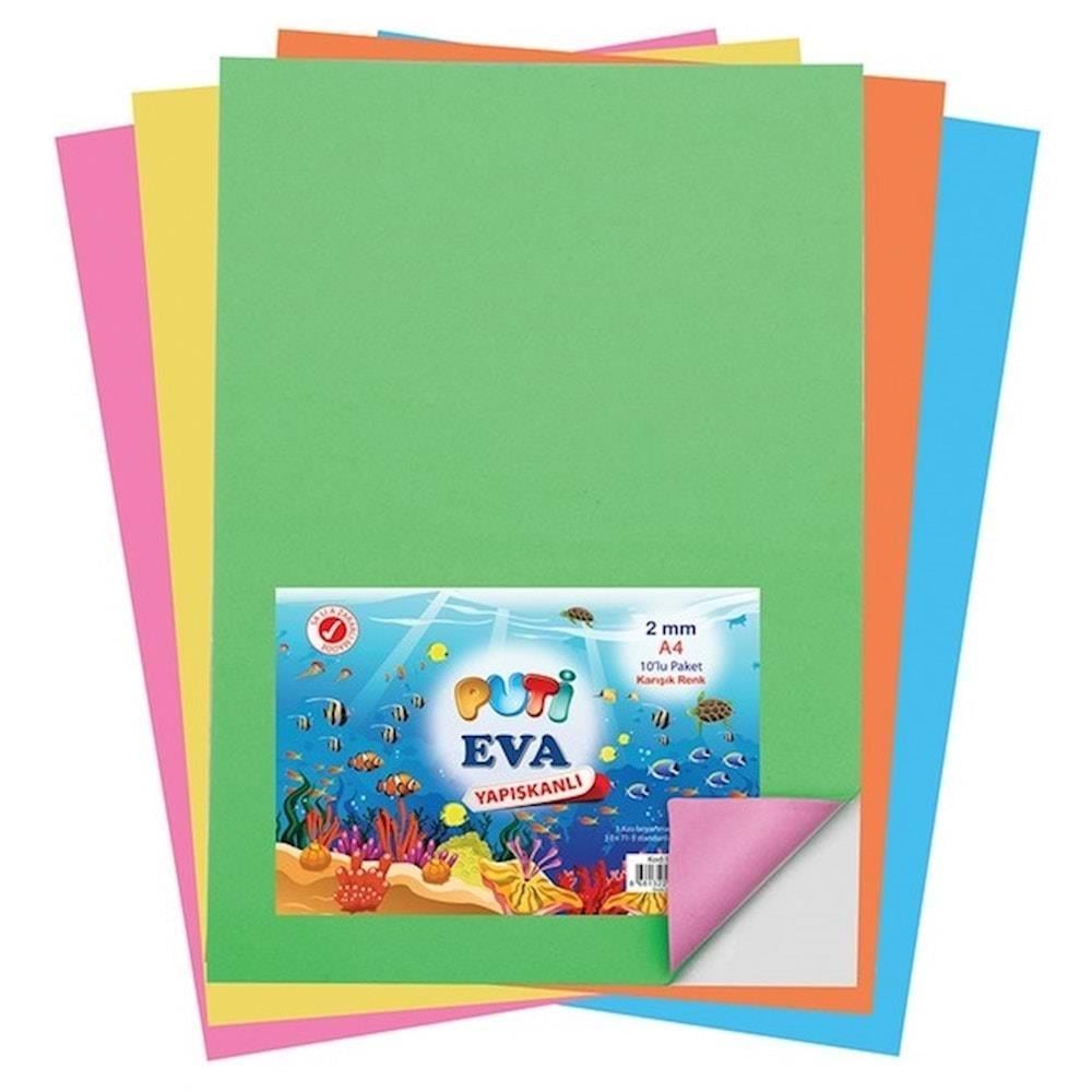 PutiPuti Yapışkanlı Eva A4 10 Lu Karışık Renk