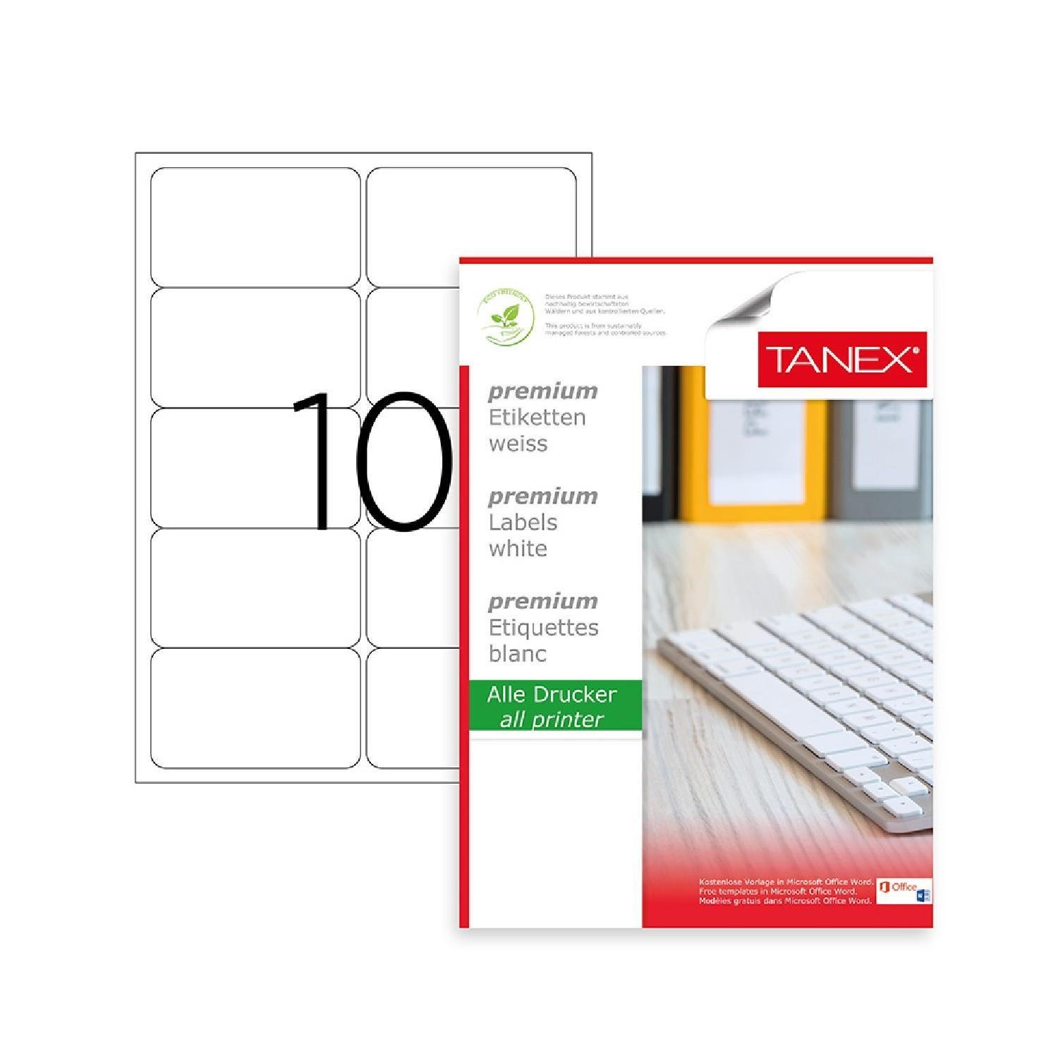 TanexTanex TW-2010 Beyaz Laser Etiket 99.06x57 mm 100 Adet