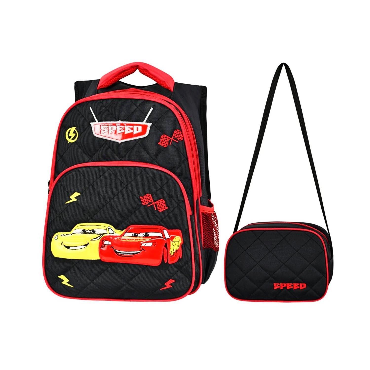 WaddellWaddell 3 Bölmeli İlkokul Çantası ve Beslenme Çantası Arabalar Siyah 2018-3