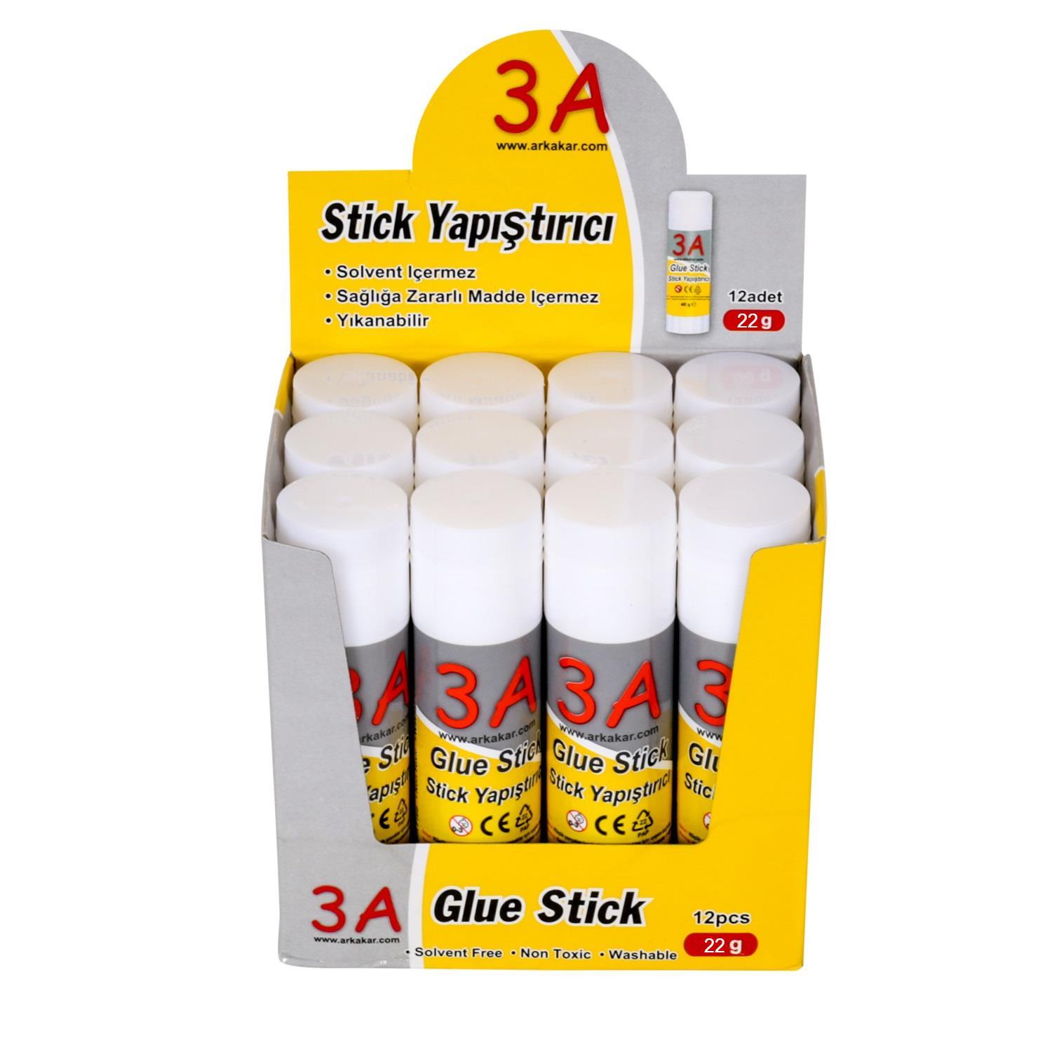 3A3A Glue Stick Yapıştırıcı 21 gr Kod:903 12 Adet