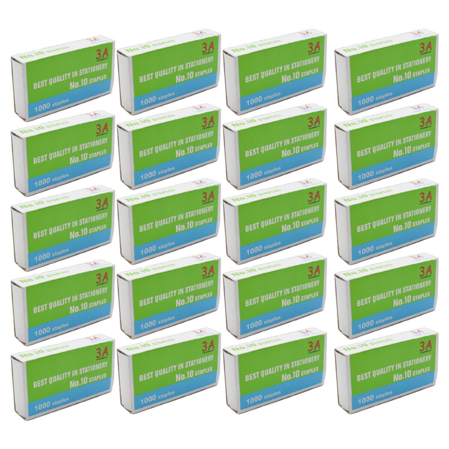 3A3A No:10 Zımba Teli Gümüş 1000 li 20 Kutu(20.000 adet) Kod:1196