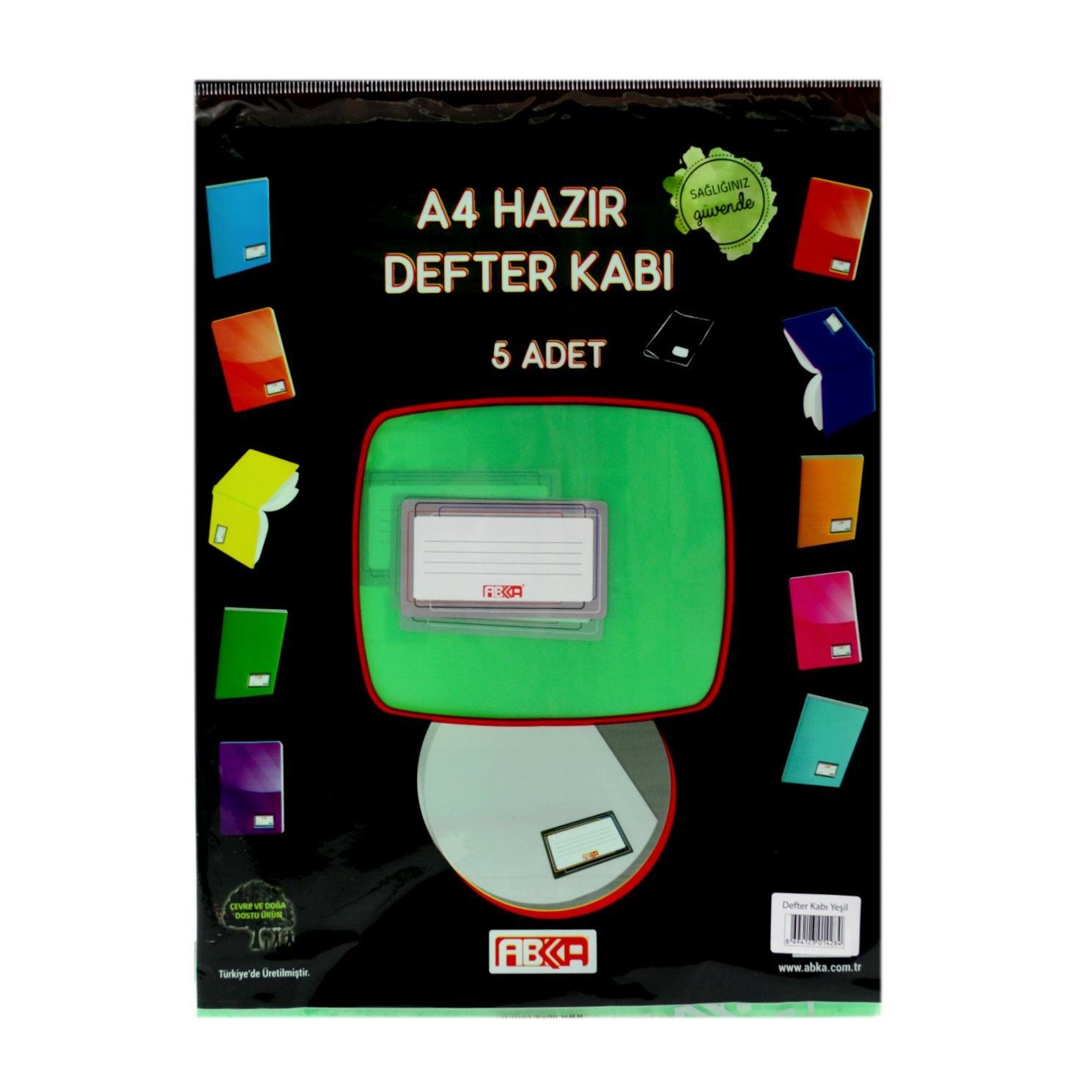 AbkaAbka A4 Hazır Defter Kabı 5 Li Yeşil
