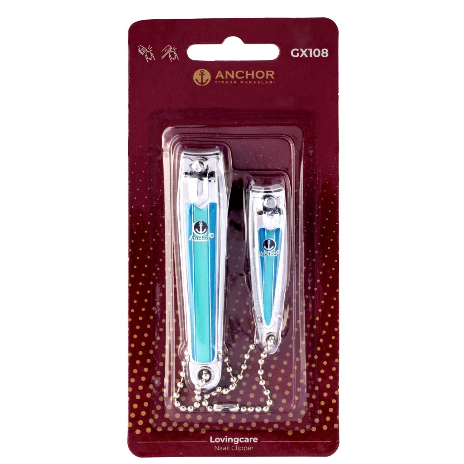 AnchorAnchor Çift Renkli Katelalı Tırnak Makası Seti 2 Li Turkuaz (GX108) GKH