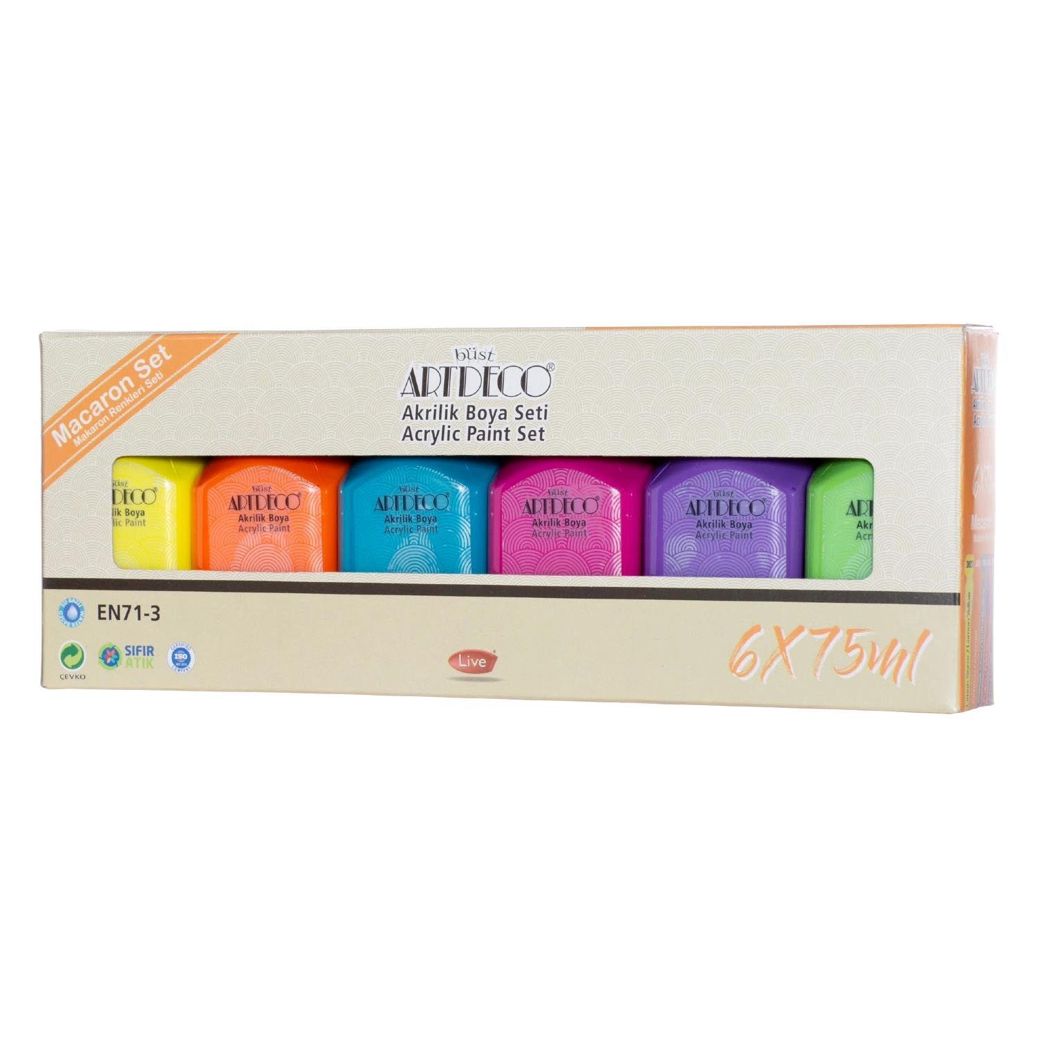 ArtdecoArtdeco Akrilik Boya 6x75 ml Set Makaron Renkler (070I-AS7)